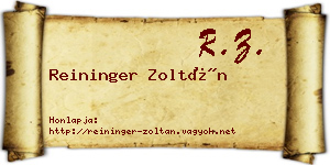 Reininger Zoltán névjegykártya